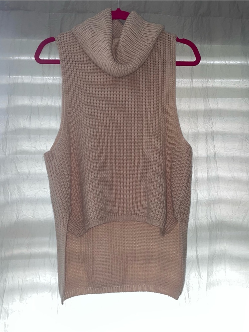 Sleeveless Turtleneck Knit Sweater Vest - Cream